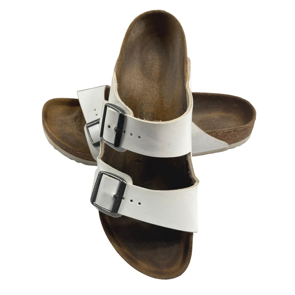 Birkenstock Arizona White Birko-Flor Two Strap Buckle Slide Sandals Mens Wmns 42